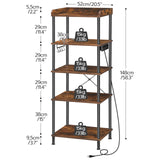HOOBRO Rustic 5-Tier Kitchen Bakers Rack with Power Outlet and 4 Hooks HOOBRO