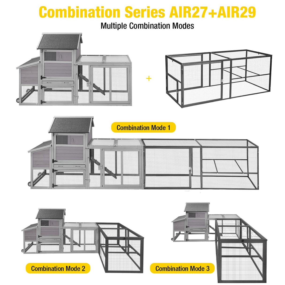 Chicken Coop Run Large Metal Frame Extension Outdoor 14.3ft²Lockable Playpen for Chicken, Rabbit, Duck, Run Only Aivituvin