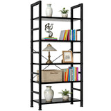 SageNest 5-Tier Bookshelf, Free Standing Wooden Bookcase with Open Storage Shelves with Metal Frame, Sturdy Shelf Organization Display Rack for Living Room, Bedroom, Home Office, 62.2" Tall, Black SageNest