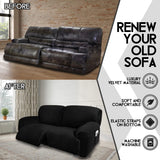 ULTICOR Extra Wide 75" - 100", Reclining 2 Seater Sofa, Extra Wide Reclining Love Seat Slipcover, 6-Piece Velvet Stretch, Reclining Sofa Covers, Thick, Soft, Washable (Black) ULTICOR