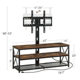 Seventable TV Stand with Mount and Power Outlet 43", Swivel TV Stand Mount for 32/45/55/60/65/70 inch TVs, Height Adjustable TV Entertainment Center with Cable Management, Rustic Brown Seventable