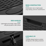 YITAHOME 32 Gallon Rattan Deck Box, Indoor Outdoor Storage Box for Patio Furniture, Pool Accessories, Cushions, Garden Tools, Sports Equipment, Waterproof Resin with Lockable Lid & Side Handles, Black YITAHOME