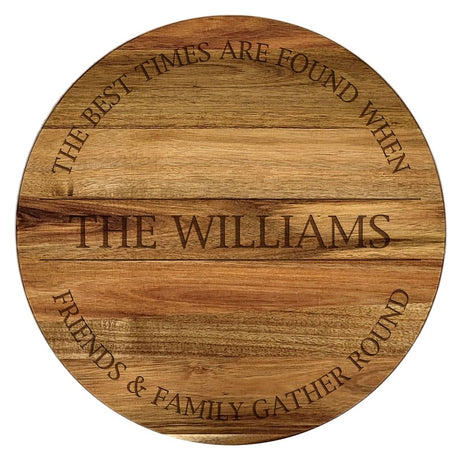 Engraved Gather Round Personalized Lazy Susan, 16" Rotating Tray GiftsForYouNow