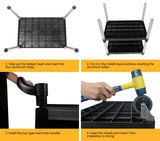 PELOEMNS Plastic Utility Carts with Wheels, Heavy Duty 510lbs Capacity Rolling Service Cart, 3-Tier Restaurant Food Cart with Hammer for Office, Warehouse, Garage (Lockable Wheels, Black) PELOEMNS