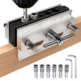 Donext Self Centering Doweling Jig, Adjustable Width Dowel Jig for Straight Holes, Biscuit Joiner Set With 6 Drill Guide Bushings, Woodworking Drilling Guide Power Tool Accessory Jigs Donext