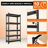 BIG RED Storage Shelving Unit, 5-Tier Adjustable, Heavy Duty Metal Garage Shelves/Utility Rack for Kitchen, Pantry, Basement, Bathroom, Laundry - 2,000 lbs Capacity, Black, 59" H x 28" W x 12" D BIG RED