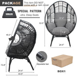 CHINNLUU Outdoor Egg Chair Wicker Oversized Egg Basket Chair with Stand Lounger Chairs with Cushion 500lbs Capacity for Patio Garden Backyard Balcony CHINNLUU