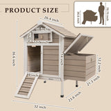 Ketive Chicken Coop Chicken House Outdoor with Removable Trays, Wooden Rabbit Hutch Poultry Cage with Nesting Box, Indoor Hen House Chicken Cage with Ramp for Garden Backyard (32"L x 23.6"W x 36.6"H) ketive
