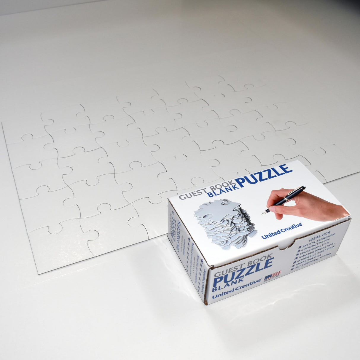 Blank Puzzle 23x16 inches, 35 Pieces - Ideal for Wedding Birthday Party and Special Events, DIY Painting, Art and Craft Projects, Guest Book Alternative UNITED CREATIVE