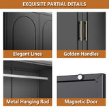 Polup Metal Armoire Wardrobe Closet, 86 Inch Tall Freestanding Wardrobe Cabinet with Hanging Rod, Bedroom Armoires with Doors, 18" D x 32" W x 86" H, Black, Assemble Required, Shipped in Two Packages Polup