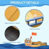 Outsunny Wooden Kids Pirate Sandbox, Outdoor Sandboat with Bench Seats, Storage, Non-Woven Fabric Cloth for Backyard, Lawn Outsunny
