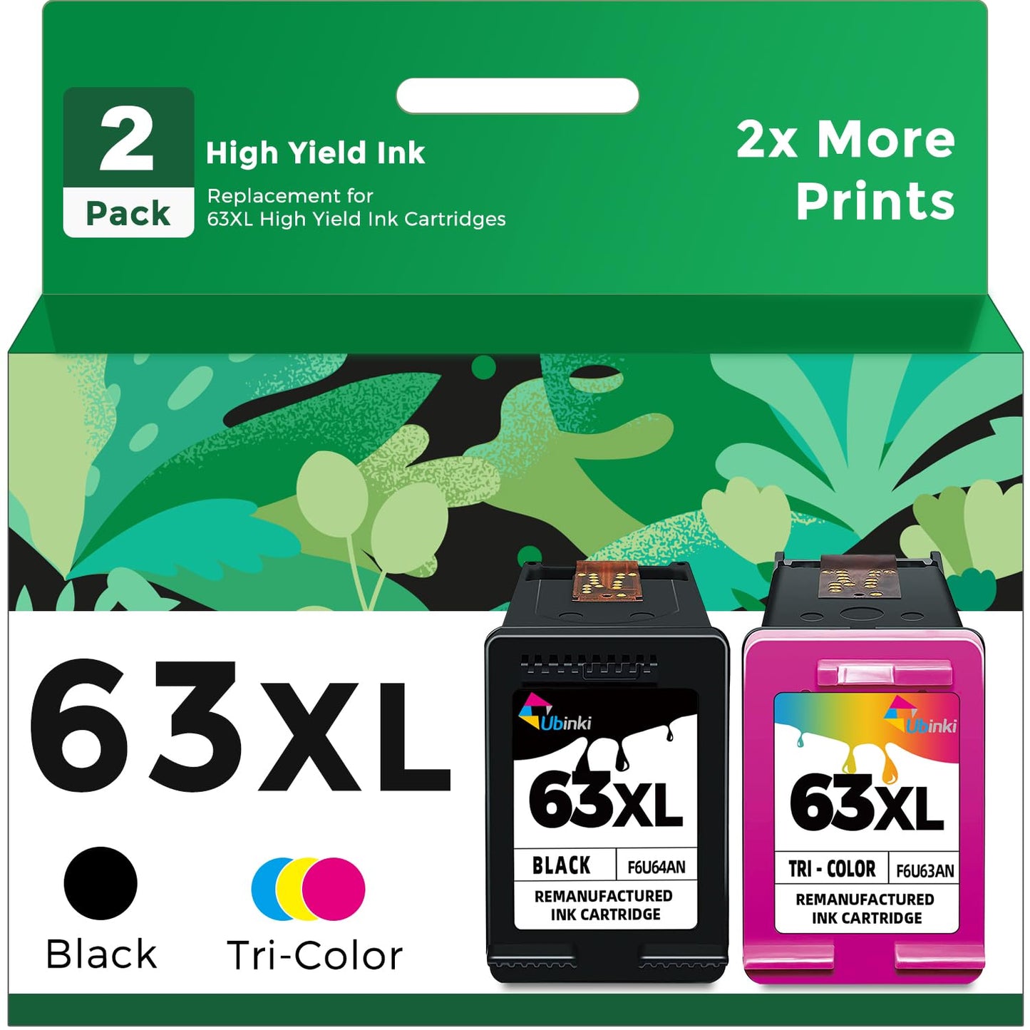 Ubinki 63XL Ink Cartridge Combo Pack Replacement for HP Ink 63 63XL Black and Color to Envy 4520 4512 4510 Officejet 4650 5258 5200 3830 5255 4655 4652 5252 Deskjet 3630 3632 2132 1112 Printer | HP63