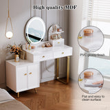 Chrangmay White,Vanity Desk with Mirror and Lights,Small Makeup Vanity with 2 Spacious Drawers,Modern Makeup Table with Adjustable Cabinet for Bedroom,Makeup Room,Writing Desk,Cheap Chrangmay