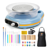ThaLan Mini Pottery Wheel Kit, Pottery Wheel for Kids and Beginners, 4.7’’ Electric Clay Wheel, Adjustable Speed, Low Noise, Precision Control, 8Pcs Pottery Tools, (Blue) ThaLan