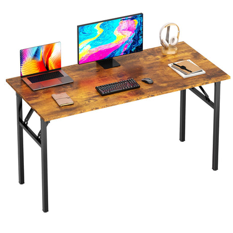 DlandHome Folding Table Computer Desk Workstation Table Conference Table Home Office Desk, Fully Assembled (47 Inches, Retro) DlandHome