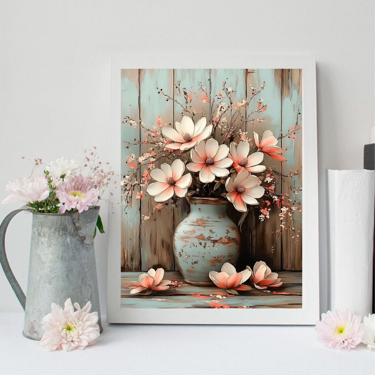 NWQZBYHT Flowers Diamond Art Kits for Adults Beginner,5D Diamond Painting Flowers,DIY Round Full Drill Diamond Dots Paintings Picture Gem Art Kits for Adults Crafts Home Wall Decor 12x16 Inch NWQZBYHT