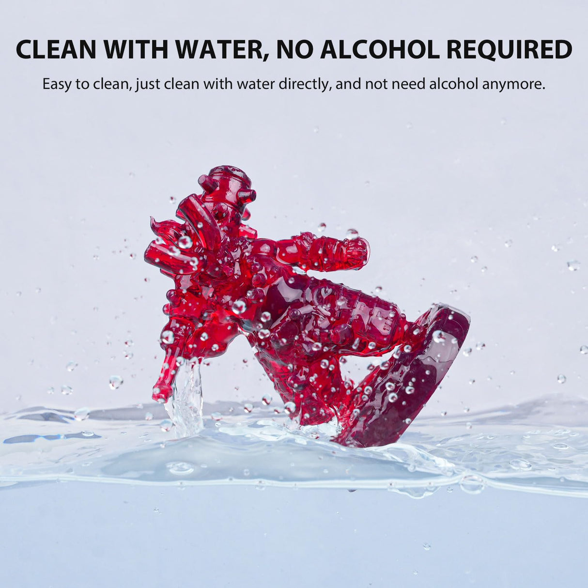 Aceaddity Water Washable Pro Resin - Low Shrinkage 3D Printer Resin, 405nm UV-Curing Water-Washable Photopolymer Printing Resin, High Precision & Easy to Clean (Clear Red, 1kg) Aceaddity