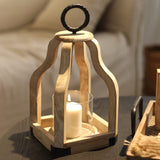 SWALLOWLIVING 13" Rustic Farmhouse Wood Candle Hurricane Lantern with Glass Candlestick Holder for Patio, Table Centerpiece, White Washed SwallowLiving