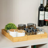 Fabsome Drawer Organizer, Set of 9 Bamboo Wood Kitchen Makeup Desk Junk Tea Drawer Storage Boxes Bins for Cutlery Silverware Utensils Flatware, Small Wooden Container Tray for Bathroom, Office Fabsome