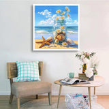 Beach Vase Diamond Art Kits for Adults Beginners,Beach Diamond Painting Kit DIY 5D Full Round Drill Daisy Painting with Diamonds Dot Gem Art Crafts for Wall Decor 12x12IN DIYDECORFUN