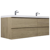 KEIKI 72" Floating Bathroom Vanity with Double Sink, Wall Mounted Bathroom Storage Vanity Cabinet Modern Bathroom Vanities with 2 Resin Top Basin and 4 Soft Close Drawers, Easy Assembly, Natural Oak KEIKI