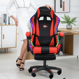 Ergonomic Gaming Chair with Footrest, Speakers Video Game Chairs with Bluetooth Music and LED RGB Lights, Computer Office Desk Chair, Massage Lumbar Support,400lb Capacity (Black & Red) GIFZES