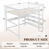 KINFFICT Space-Saving Twin Loft Bed with Integrated Desk and Bookshelves in White KINFFICT