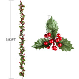 DearHouse 6FT Red Berry Christmas Garland, Flexible Artificial Berry Garland for Indoor Outdoor Home Fireplace Decoration for Winter Christmas Holiday New Year Decor DearHouse