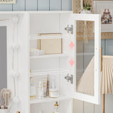 Makeup Vanity with Lights & Charging Station, White Vanity Table with 5 Drawers & Open Storage Shelves, Vanity Desk with Mirror & Lights, Dressing Table Set for Women Girls, Bedroom Makeup Table Set TOKSOM