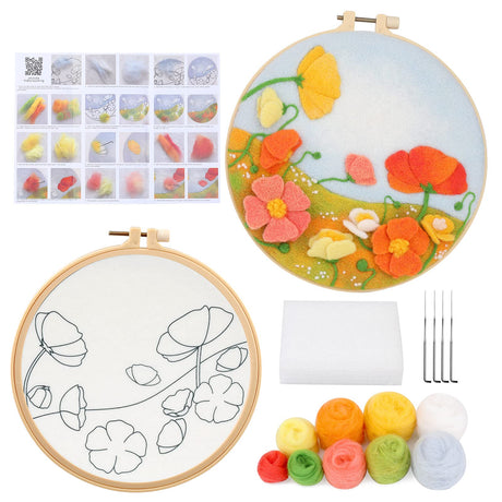 Mayboos Needle Felt Starter Set, Includes Wool Bag, Felting Needles, Foam Pad, Felt Cloth & Instructions, Pastoral Style Kit for Home Decoration Mayboos