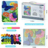 Yjunue Butterfly Floral Latch Hook Kits for Adults, DIY Crochet Yarn Rugs Hooking Craft Kit with Color Preprinted Pattern Design for Kids Adults and Beginners(Butterfly, 20 x 15in) Yjunue