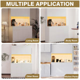 Hlivelood 71" Tall Kitchen Pantry Storage Cabinet w/Power Outlet and Led Light, Large Kitchen Hutch Pantry Cabinet w/ 2 Drawer and 8 Doors,Modern Freestanding Buffet Cabinet for Kitchen,Dining Room Hlivelood