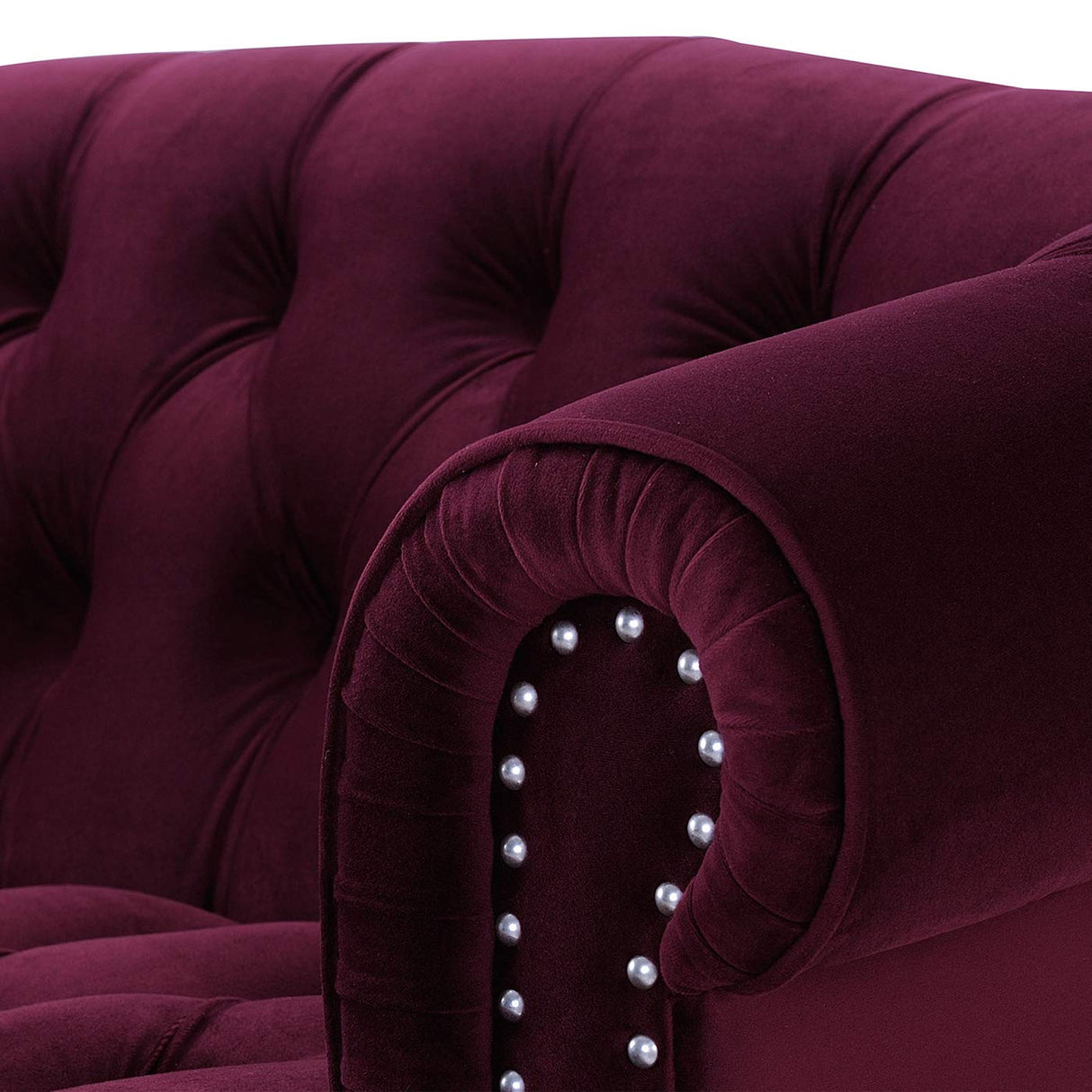 Jennifer Taylor Home La Rosa Victorian Chesterfield Loveseat, Burgundy Velvet Jennifer Taylor Home