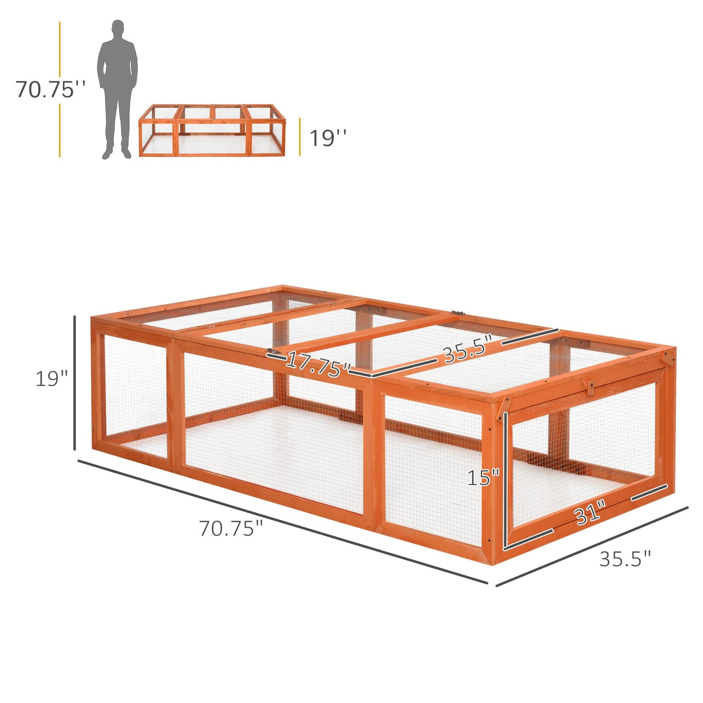 PawHut Large Wooden Rabbit Hutch Bunny Hutch Small Animal Habitat Enclosure Outdoor Run and Lockable Doors, Natural - WoodArtSupply