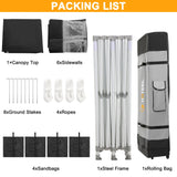 HOTEEL 10x20 Heavy Duty Pop Up Canopy Tent with Sidewalls, Commercial Outdoor Canopy Tents for Parties Event Wedding with Roller Bag, Waterproof & UV 50+, Upgraded Thickened Hexagonal Legs, Black Hoteel