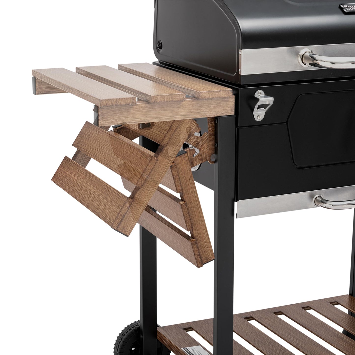 Royal Gourmet CD1824M 24-Inch Charcoal Grill, BBQ Smoker with Handle and Folding Table, Perfect for Outdoor Patio, Garden and Backyard Grilling, Black, Medium