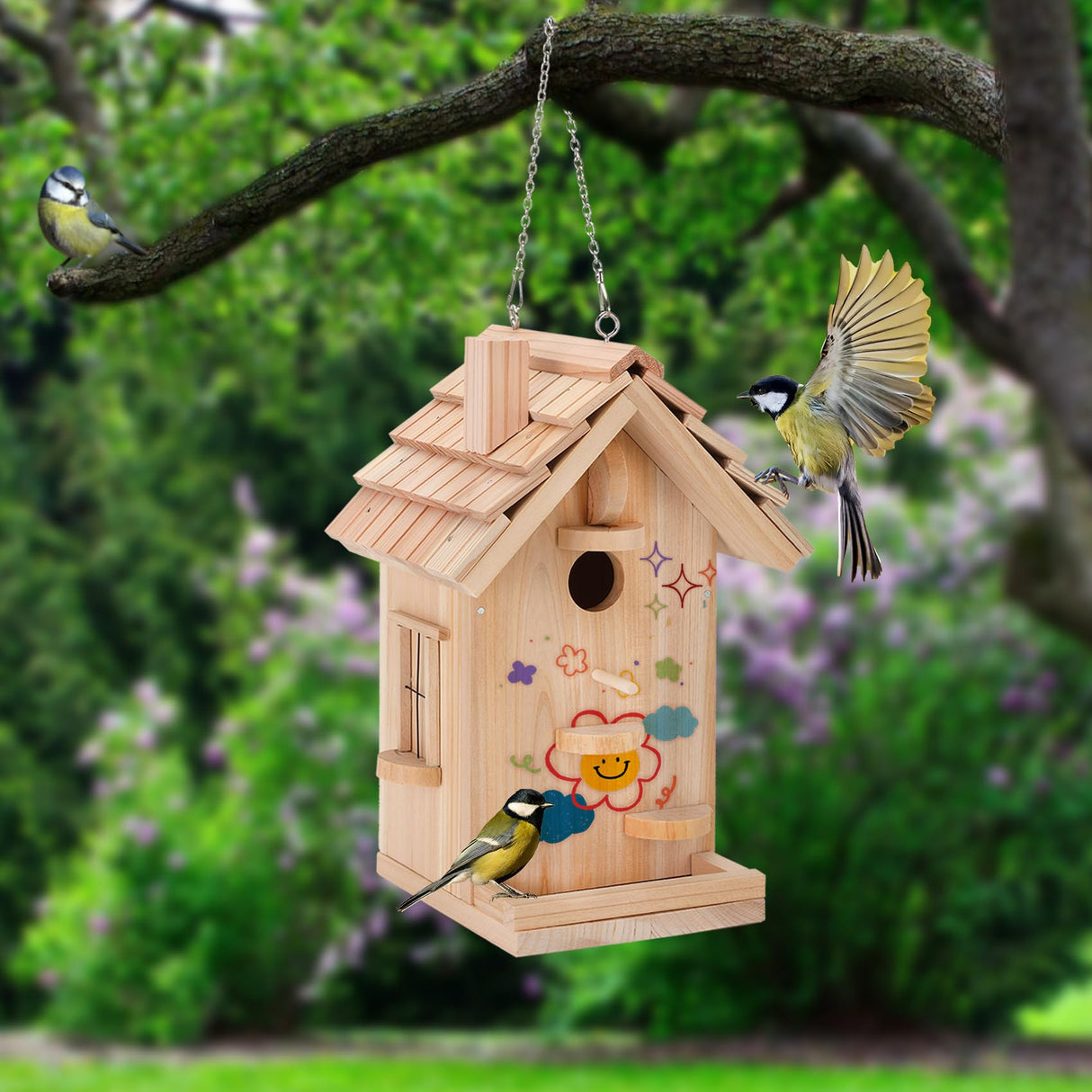 DIY Bird House Kits for Adults & Kids, Build Your Own Birdhouse Kit with Premium Cedar Logs, Birdhouse Kits for Adults to Build and Paint Pontuss