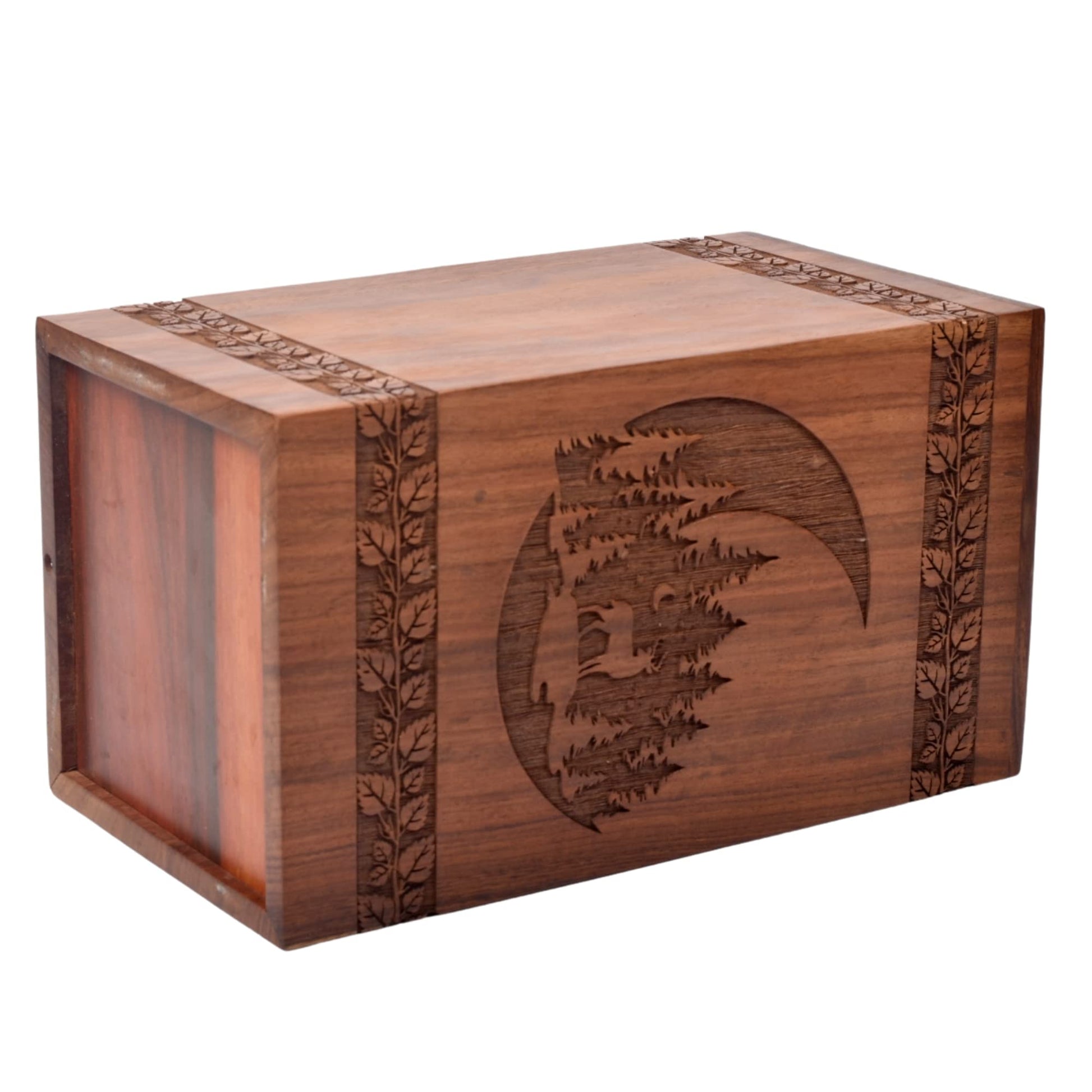 Tamanna crafts Handcrafted Rosewood Urn For Human Ashes - Beautifull Moon And Deer Tree Wooden Box - Cremation Urn For Pets Handmade Burial Urn Box - WoodArtSupply