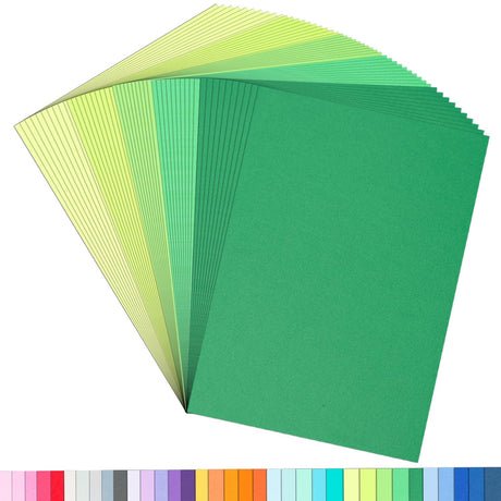 Colored Paper 8.5inx11in,50 Sheets,Set of 5 Colors,Rainbow Colored Paper 178g/65lb Heavyweight Construction Paper for Kids Bulk School Supplies Art (Green) Magecubiku