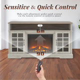 58'' Fireplace TV Stand for Television up to 65", Entertainment Center with Storage Cabinet and Shelves, 23'' Detachable Electric Fireplace with Remote&Adjustable Warmth for Living Room/Bedroom, Gray Zelimon