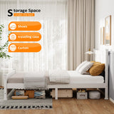 VINGLI Full Bed Frame with Headboard Wood Double Platform Panel Bed, No Box Spring Needed,White VINGLI