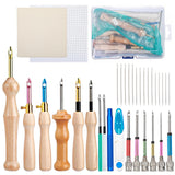 35Pcs Punch Needle Tool Embroidery Kit for Beginners - Adjustable Wooden Handle, Monks Cloth, Big Eye Needles for Adult Embroidery & Cross Stitching DIY Craft Decoration DIVINA VITAE