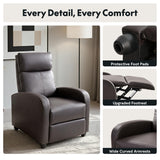 Softa Recliner Chair for Adults, Faux Leather Small Reclining Chair Home Theater Seating, Adjustable Modern Single Sofa Armchair for Living Room Bedroom (PU, Brown) Softa
