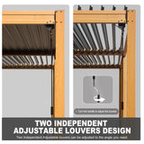 SHPAI 10’ x 20’ Louvered Pergola, Outdoor Pergola Aluminum Frame with Adjustable Rainproof Metal Roof, Permanent Sun Shade with Drainage System for Backyard, Garden and Lawn (Wooden Grain) SHPAI