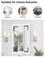 FLYJOE Medicine Cabinet Mirror 16 x 24 Inch Farmhouse Bathroom Mirror Door Paulownia Wood Storage Cabinet with Adjustable Shelves, Wall Mounted for Bathroom Living Room, White FLYJOE