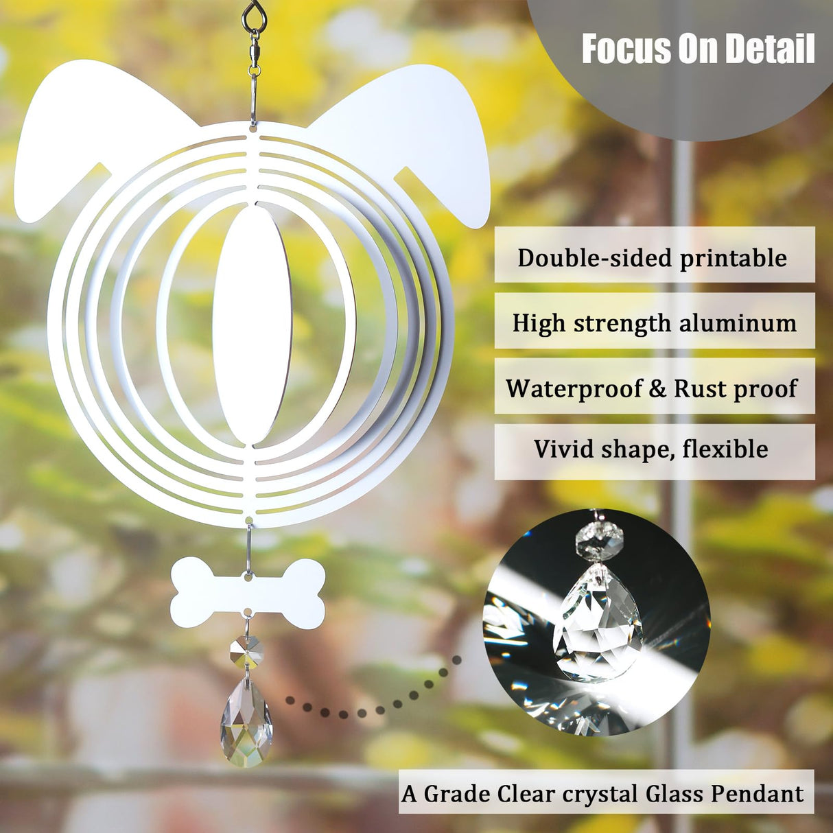 WindMage 4Pack 8 inch Sublimation Wind Spinner Blanks 3D Aluminum Metal Wind Sculpture Kinetic Spinners for Yard and Garden Indoor Art Ornaments Hanging Decoration (Dog) WindMage