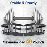 YASONIC Corner Adhesive Shower Caddy, with Soap Holder and 12 Hooks, Rustproof Stainless Steel Bathroom Organizer, No Drilling Wall Mounted Rack, Black, 3-Pack YASONIC