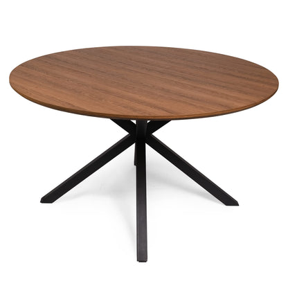 53'' Mid-Century Modern Round Dining Room Table for 4-6 Person for Home, Kitchen, Restaurant, W/Solid Metal Legs Leisure Table , Easy-Assembly, Walnut Looking - WoodArtSupply