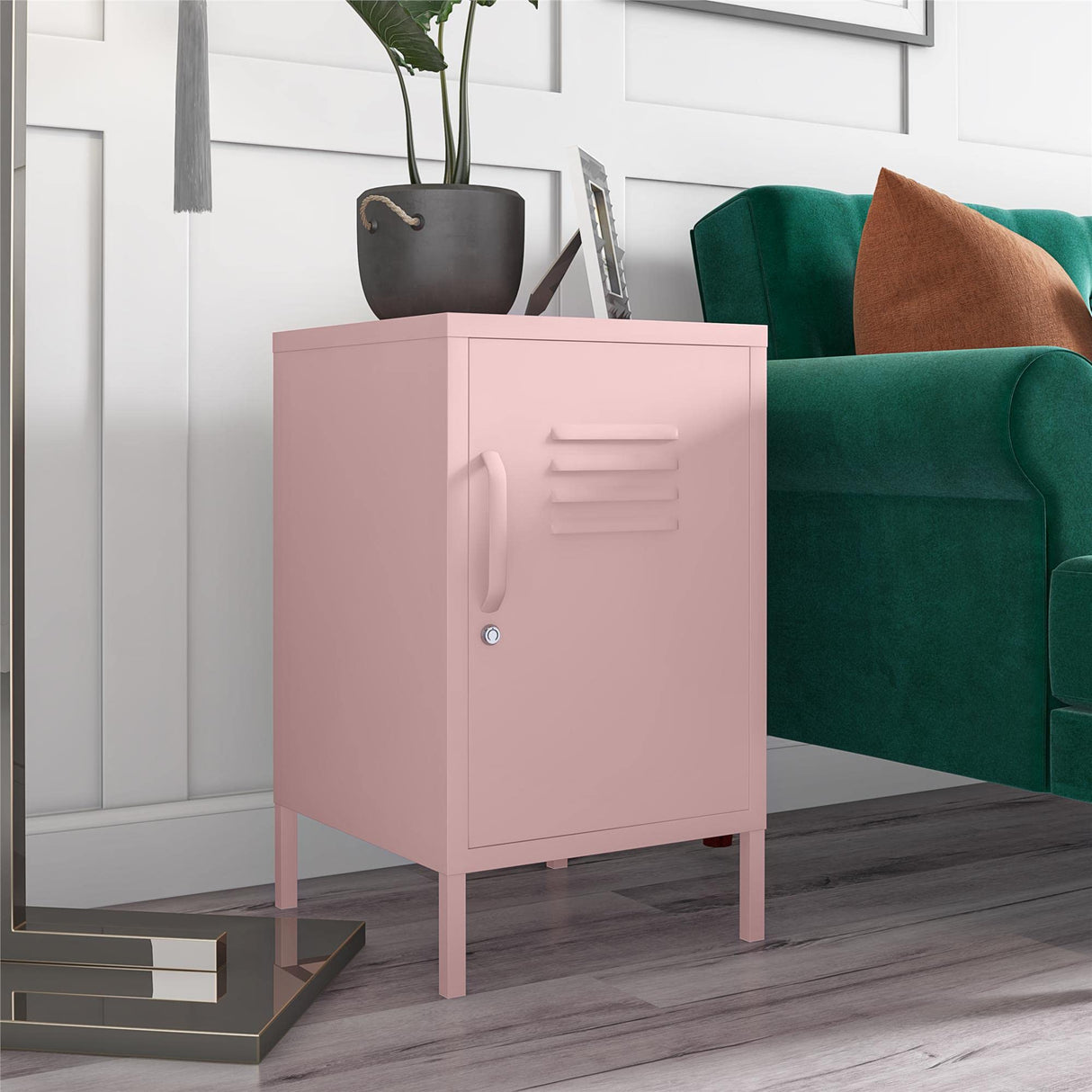 Novogratz Cache Metal Locker End Table, Bashful Pink Novogratz