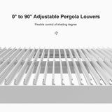 PURPLE LEAF Outdoor Louvered Pergola 12' x 20' White Aluminum Gazebo Pergola with 4 Independently Adjustable Rainproof Hardtop for Patio Garden Yard PURPLE LEAF
